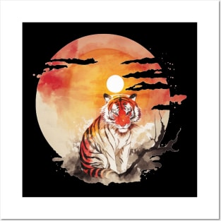 Tiger red sun Tiger Territory Posters and Art